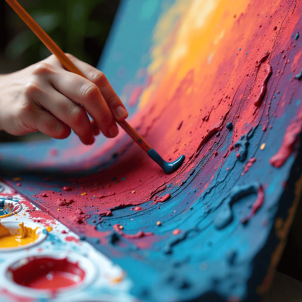 Instructor demonstrating paint mixing techniques